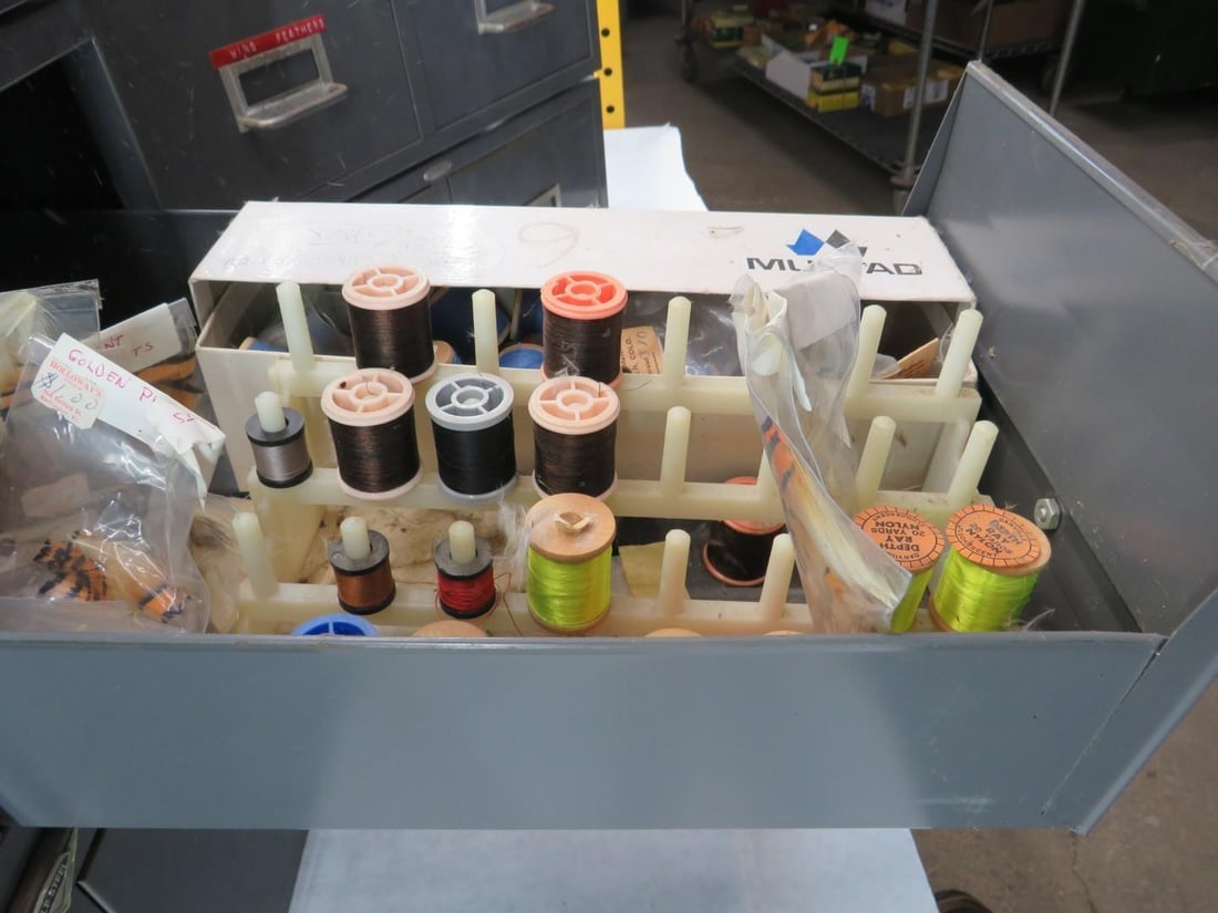 (5) 2 Steel Drawer Cabinets of Fly Tying Supplies and Equipment - 10