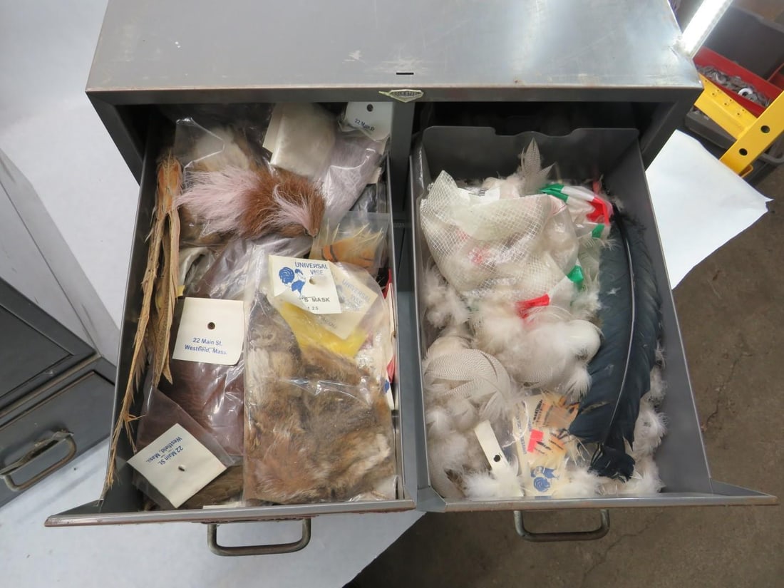(5) 2 Steel Drawer Cabinets of Fly Tying Supplies and Equipment - 15