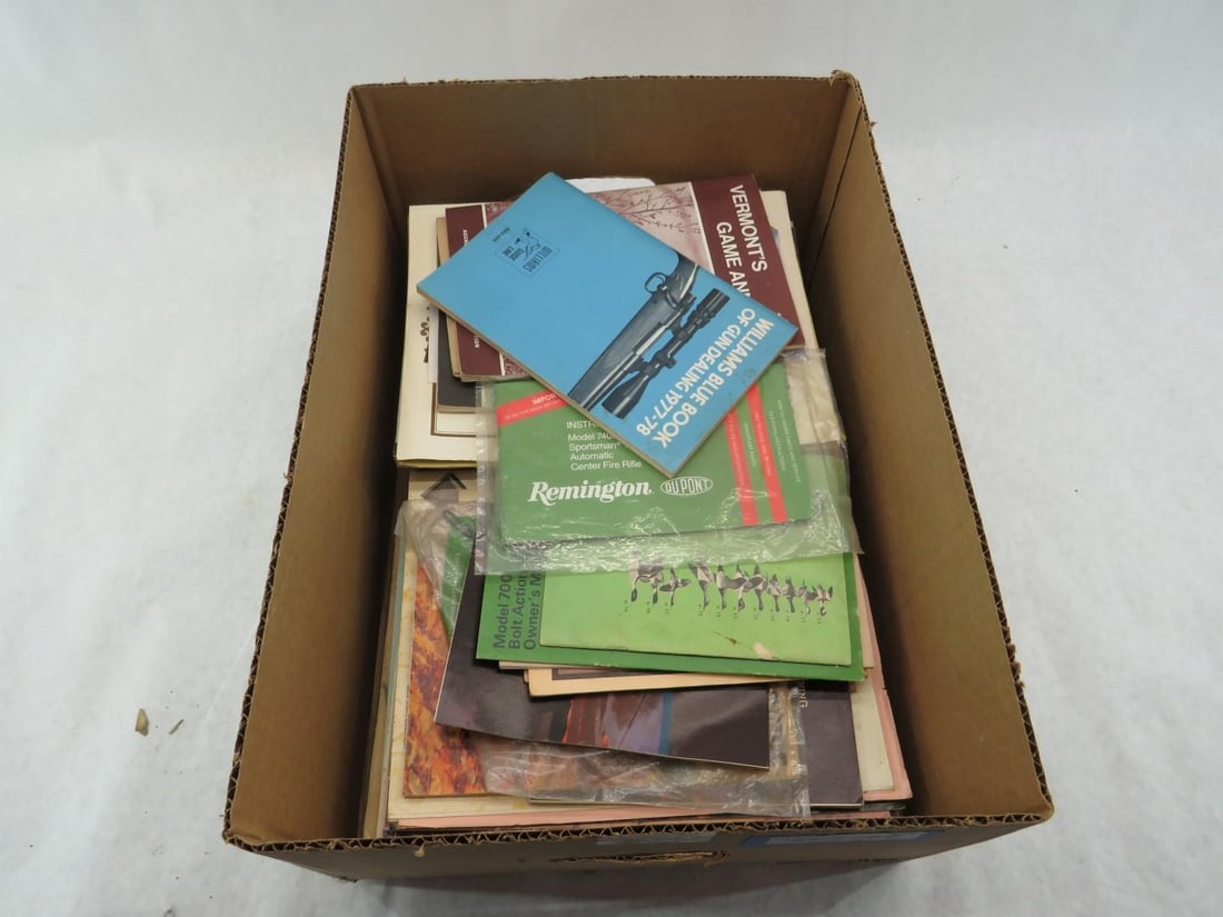 (50+) Vintage Gun and Sporting Catalogs and Ephemera: incl.: SKB; Remington; Thompson; Savage; Williams; Colt; Browning; Weatherby; Winchester; Klein's Sporting Goods; More 