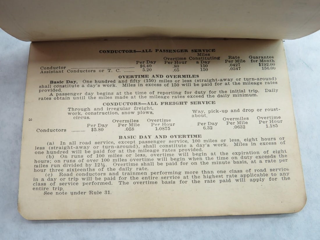 Vintage Vermont Railroads "Rules and Rates of Pay" Booklet - 2