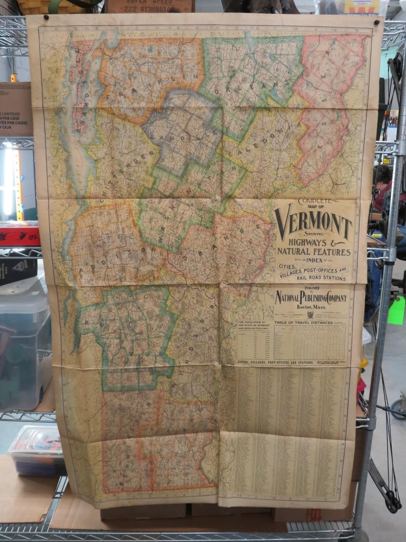 1902 Map of Vermont: folded, imperfections 
