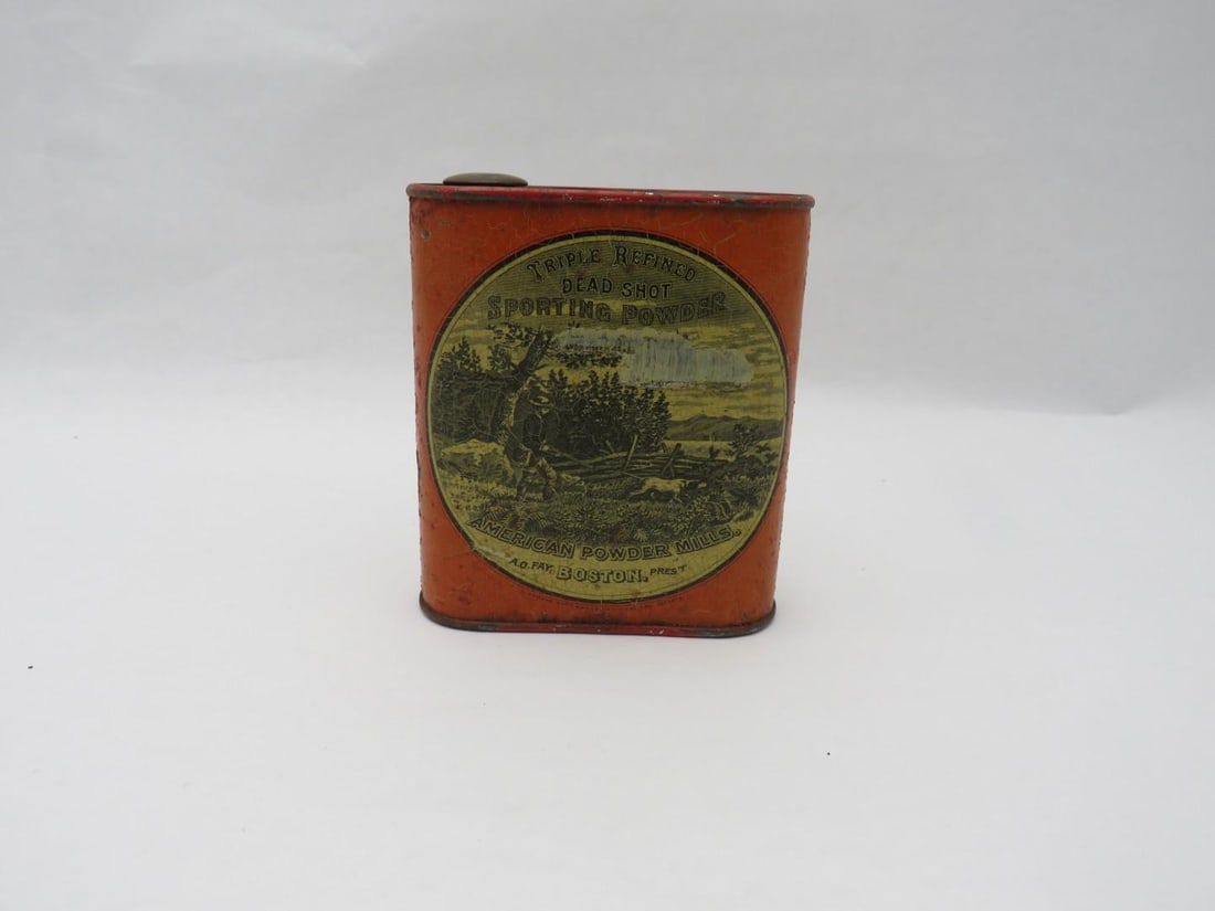 Antique American Powder Mills Triple Refined Dead Shop Sporting Powder Tin (1 of 3)