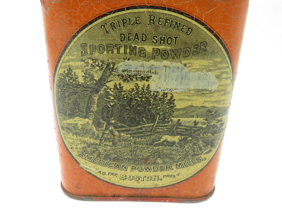 Antique American Powder Mills Triple Refined Dead Shop Sporting Powder Tin - 2
