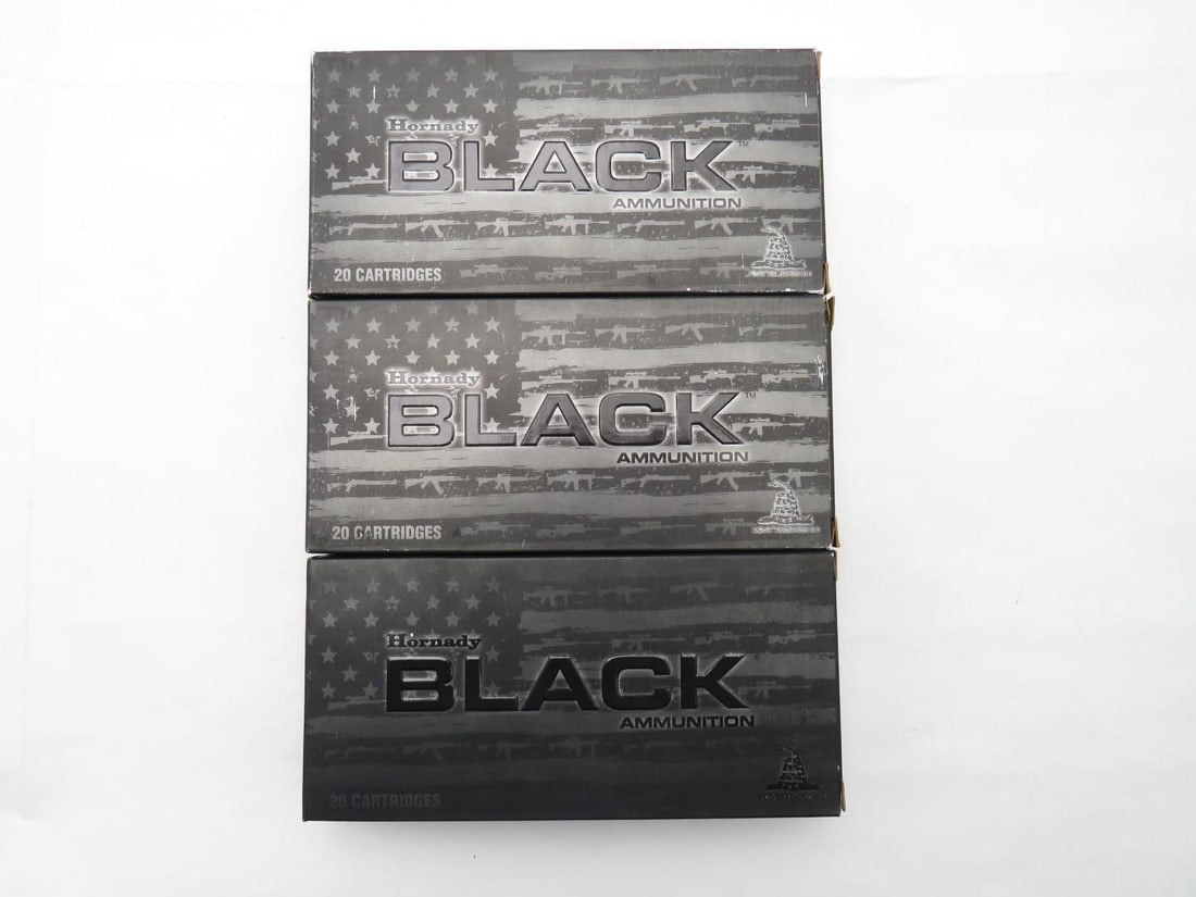 (3) Boxes of Hornady Black .450 Bushmaster Cartridges: (3) Boxes of Hornady Black .450 Bushmaster Cartridges 