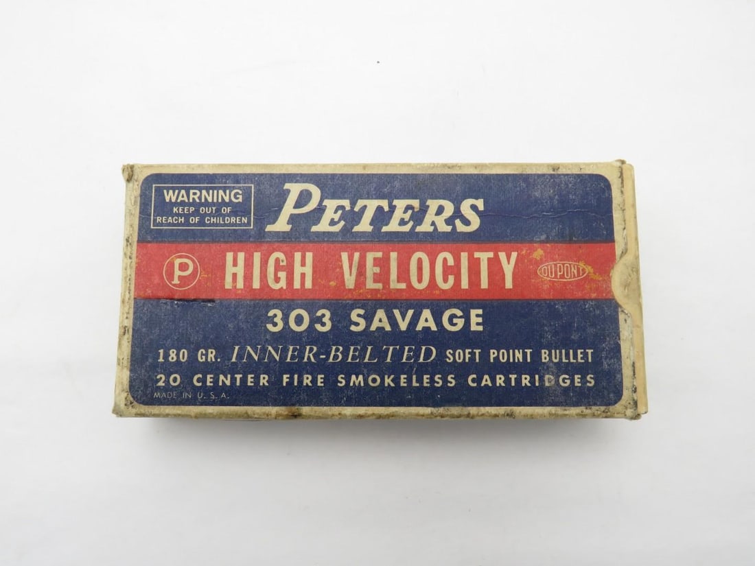 Vintage Box of Peters .303 Savage Cartridges - 2