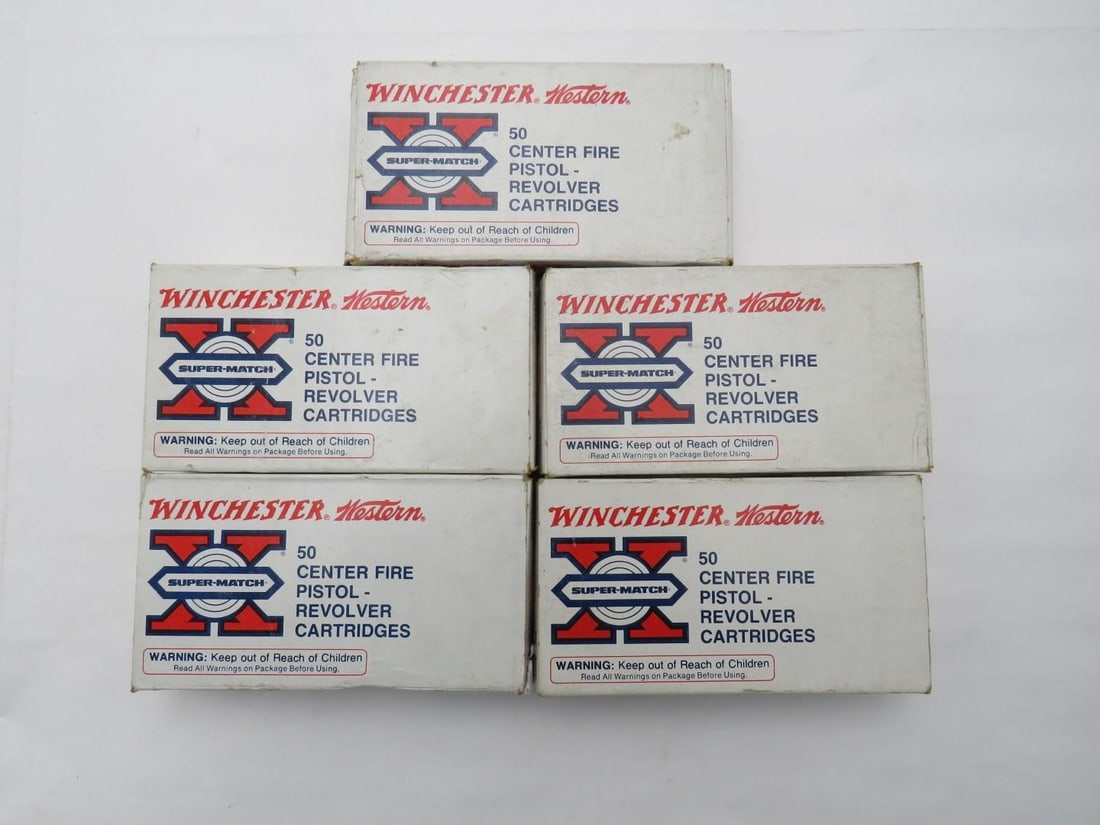 (5) Boxes of Winchester Western .38 Spec. Super Match Cartridges: (5) Boxes of Winchester Western .38 Spec. Super Match Cartridges 