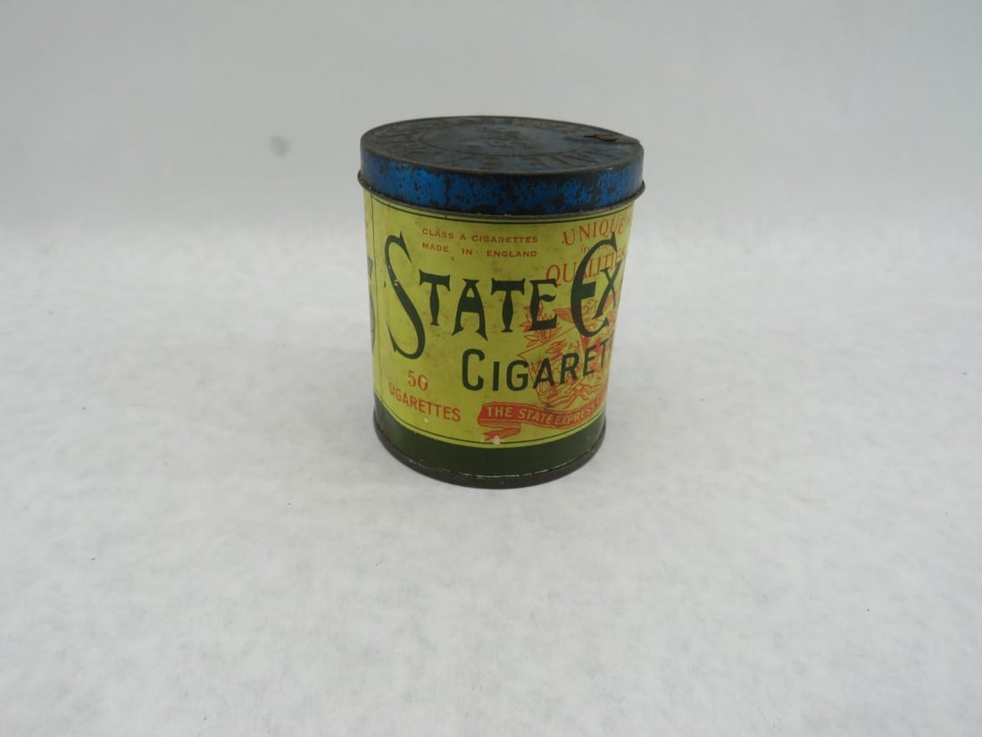 Antique State Express Cigarette Tin: full of .44 lead balls 