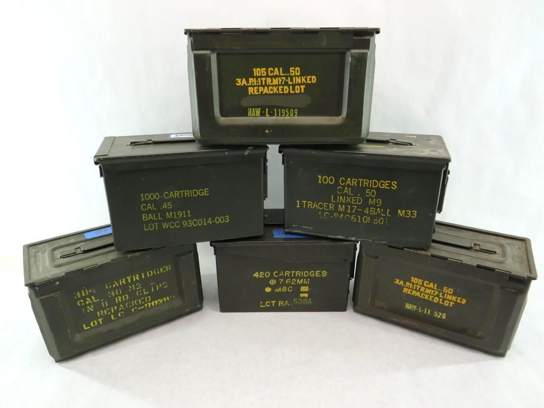 (6) Steel Ammo Boxes - 9
