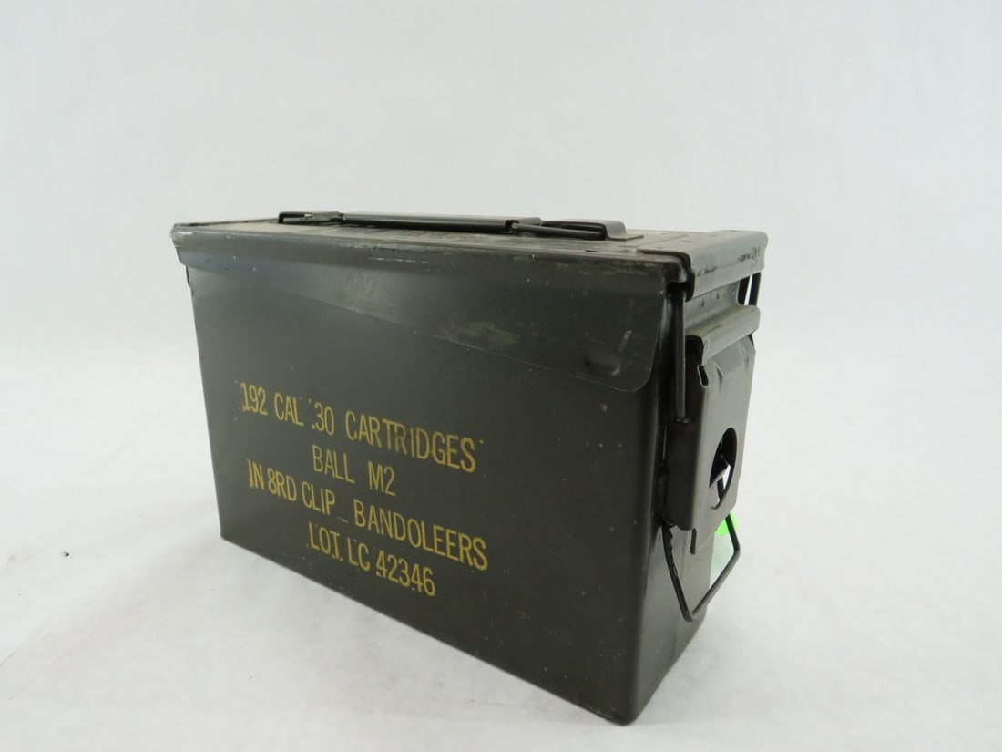 (192) .30 Cartridges: In 8 round clip bandoliers, Ball M2 in ammo can 