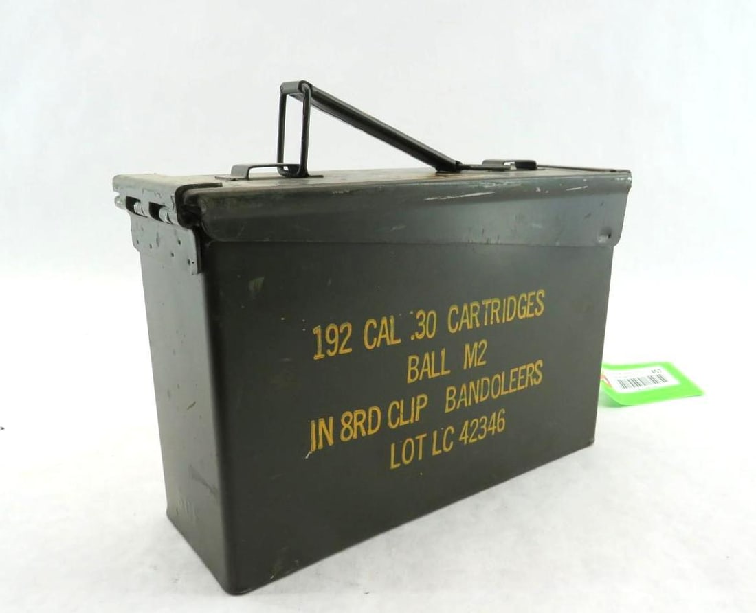 (192) .30 Cartridges: In 8 round clip bandoliers, Ball M2 in ammo can 