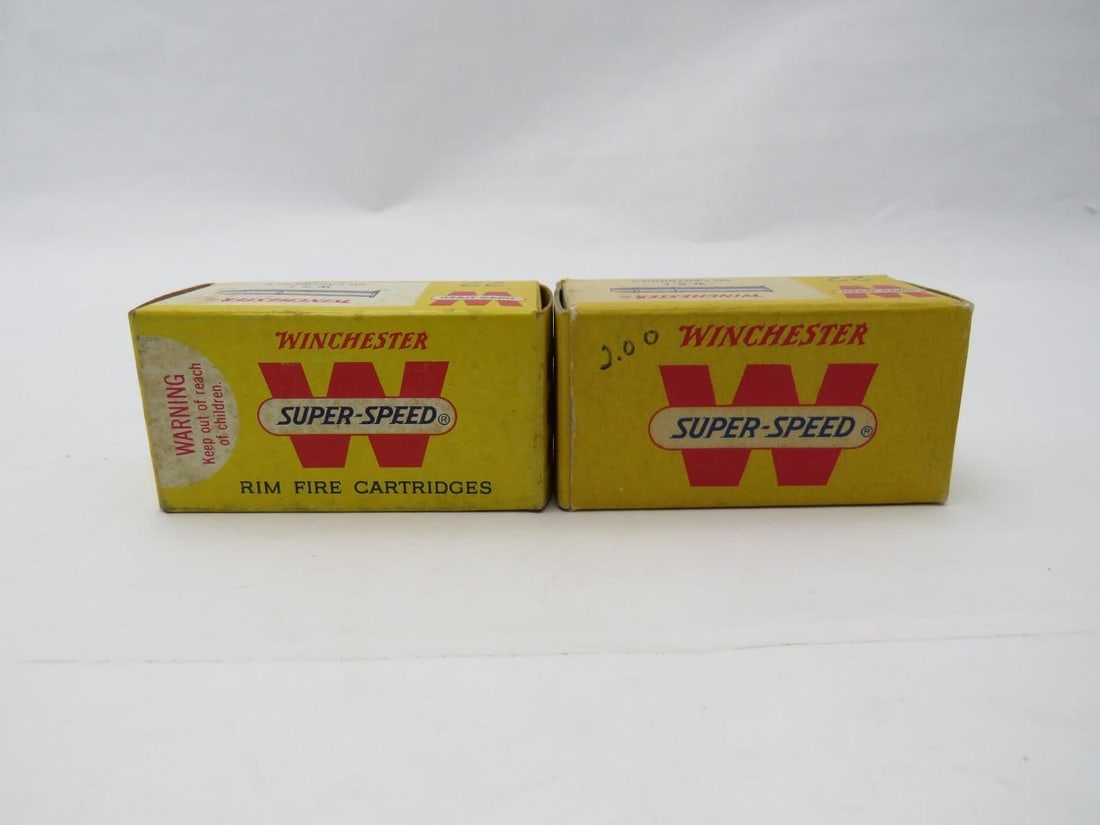 (2) Vintage Boxes Winchester Super Speed WRF .22 Cartridges: (72+/-) .22 Cal. rounds, rimfire 