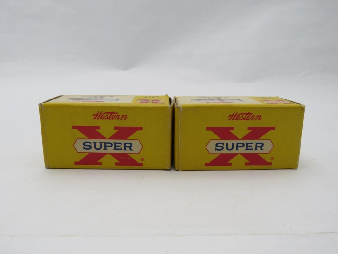(2) Vintage Boxes Western Super "X" WRF .22 Cartridges: (100) Cartridges, rimfire 