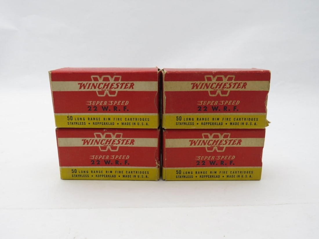 (4) Vintage Boxes Super Speed .22 WRF Cartridges: (170+/-) Cartridges, Stainless Copperclad, rimfire 