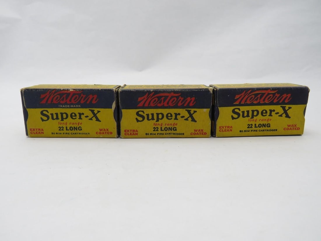 (3) Vintage Boxes Western Super "X" .22 Long Cartridges - 2