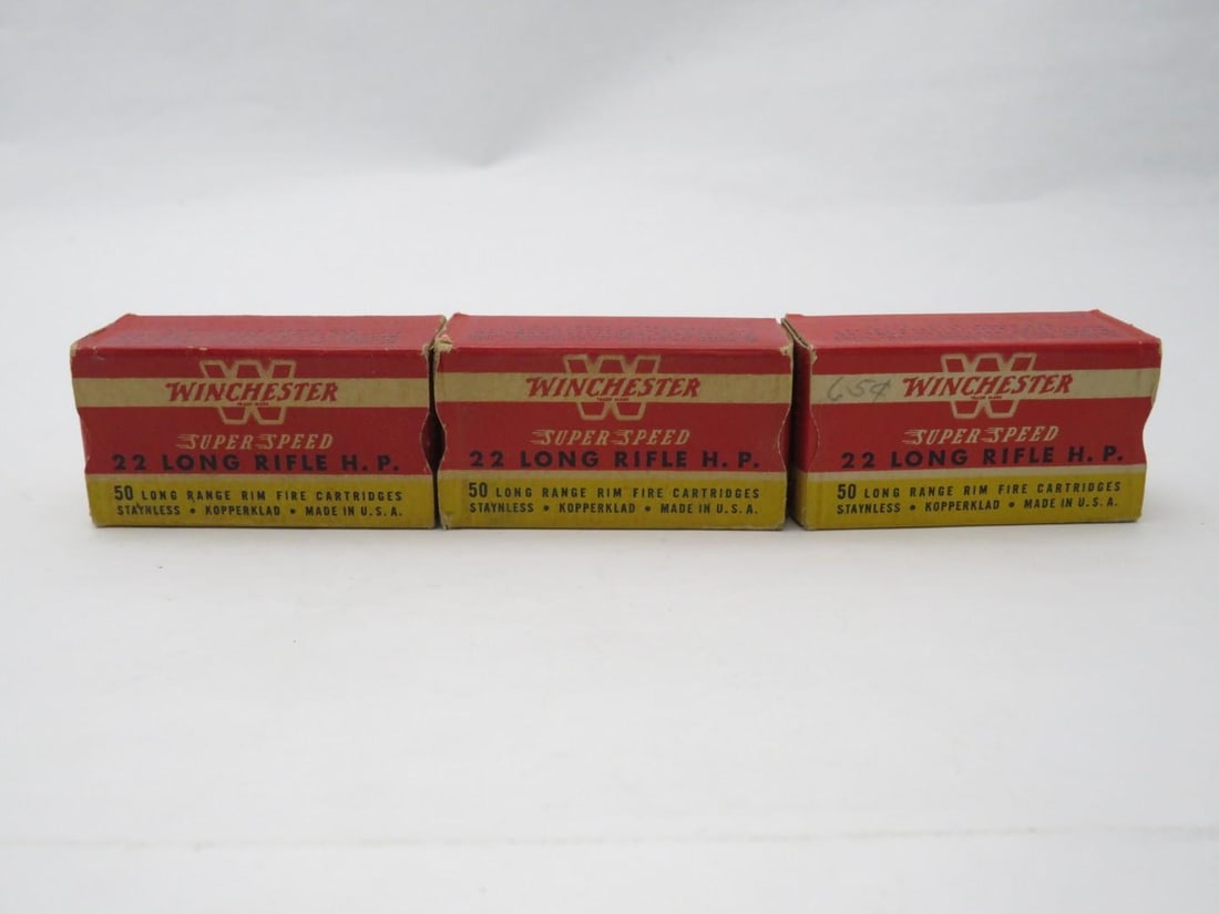 (3) Vintage Boxes Winchester Super Speed .22 LR (H.P) Cartridges (1 of 2)