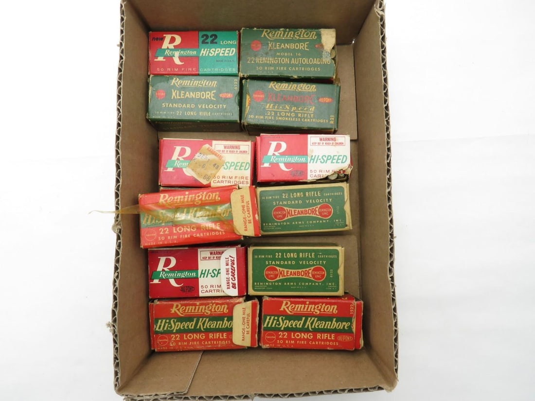 (13) Boxes of Assorted Vintage Remington .22 Cartridges: (464+/-) Cartridges, Various conditions