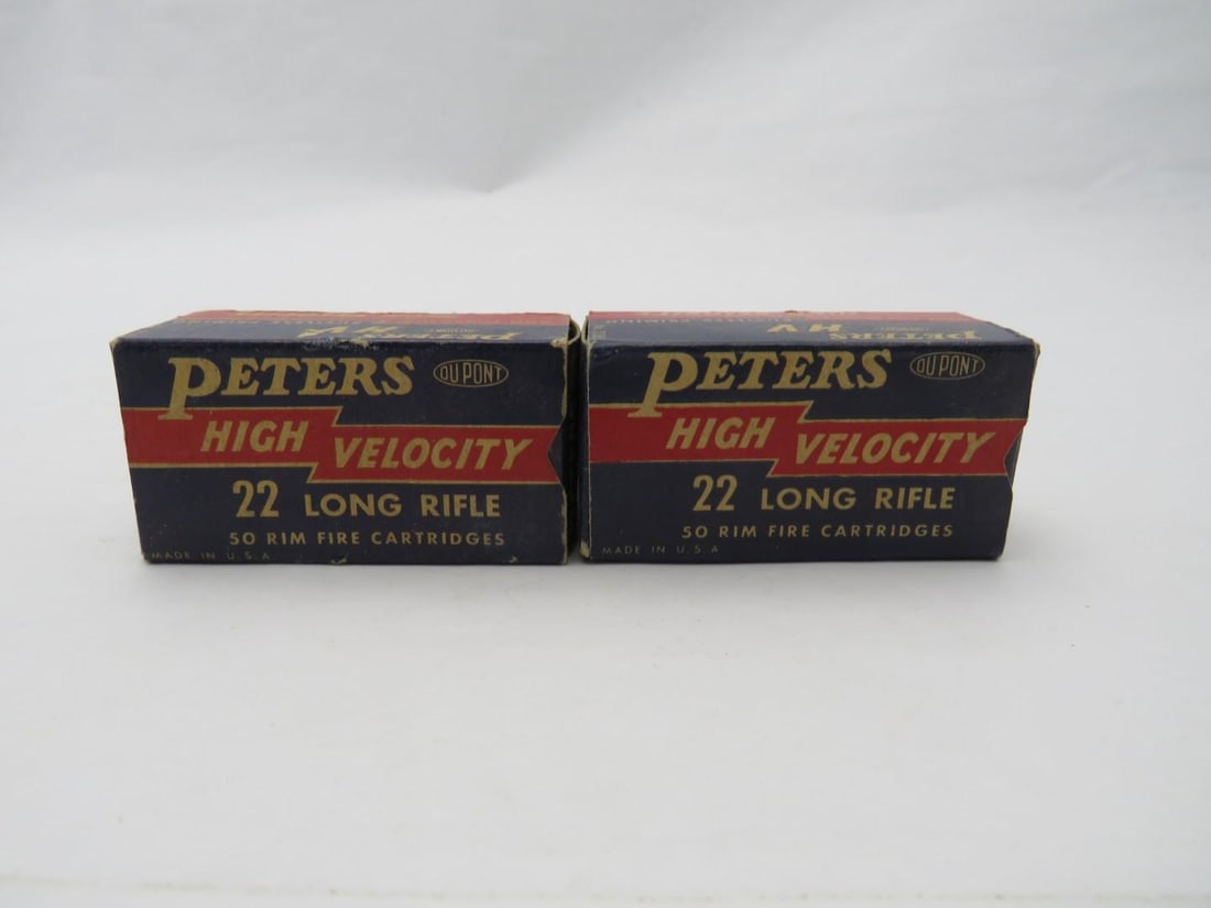(2) Vintage Boxes Peters High Velocity .22 LR Cartridges: (100+/-) Cartridges