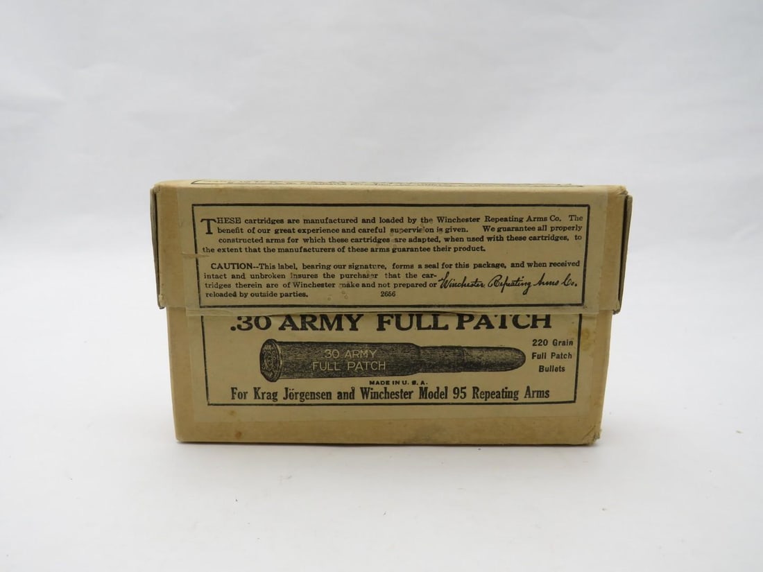 Vintage (2Pc.) Box of Winchester .30 Army Full Patch Cartridges (1 of 1)