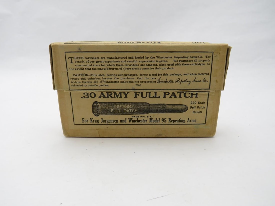 Vintage (2Pc.) Box of Winchester .30 Army Full Patch Cartridges (1 of 1)