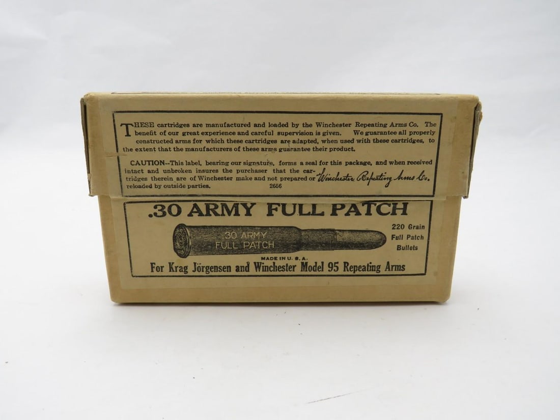 Vintage (2Pc.) Box of Winchester .30 Army Full Patch Cartridges (1 of 1)