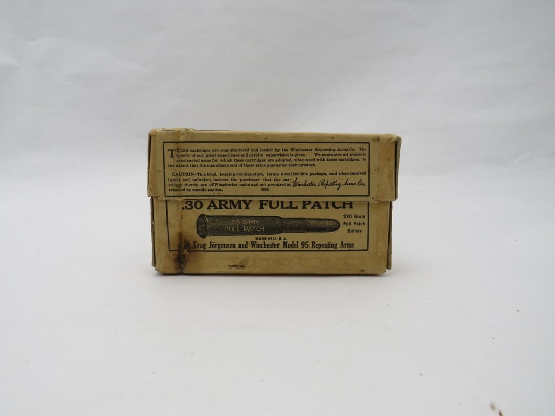 Vintage (2Pc.) Box of Winchester .30 Army Full Patch Cartridges (1 of 1)