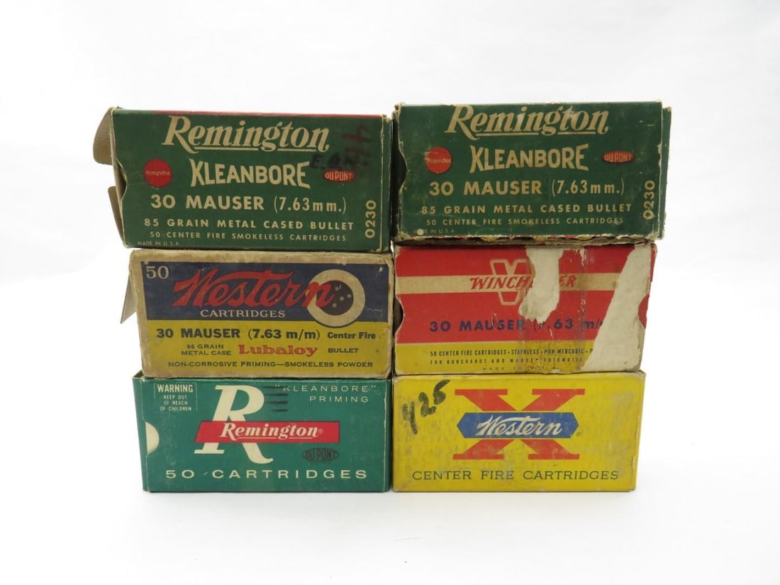 (277) 30 Mauser Cartridges: Assorted grains, brands include Remington & Super "X" 