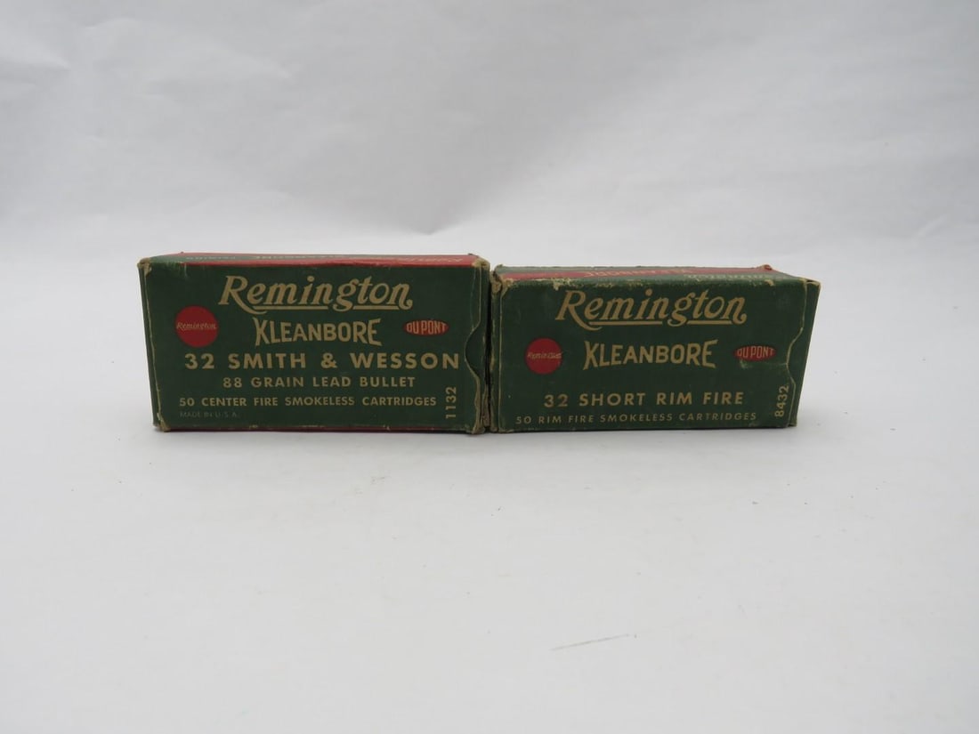 (2) Boxes of Remington .32 Kleanbore Cartridges: (40+/-) 32 S&W, (40+/-) 32 Short rim fire 