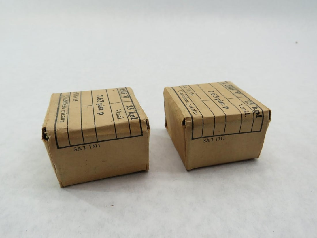 (2) Vintage Boxes Finnish 7.63 Cartridges - 5