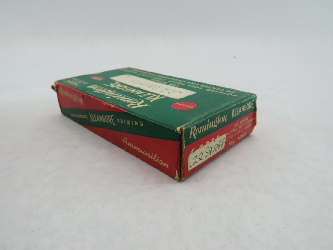 (2) Vintage Boxes Remington Kleanbore .22 Savage Cartridges - 13