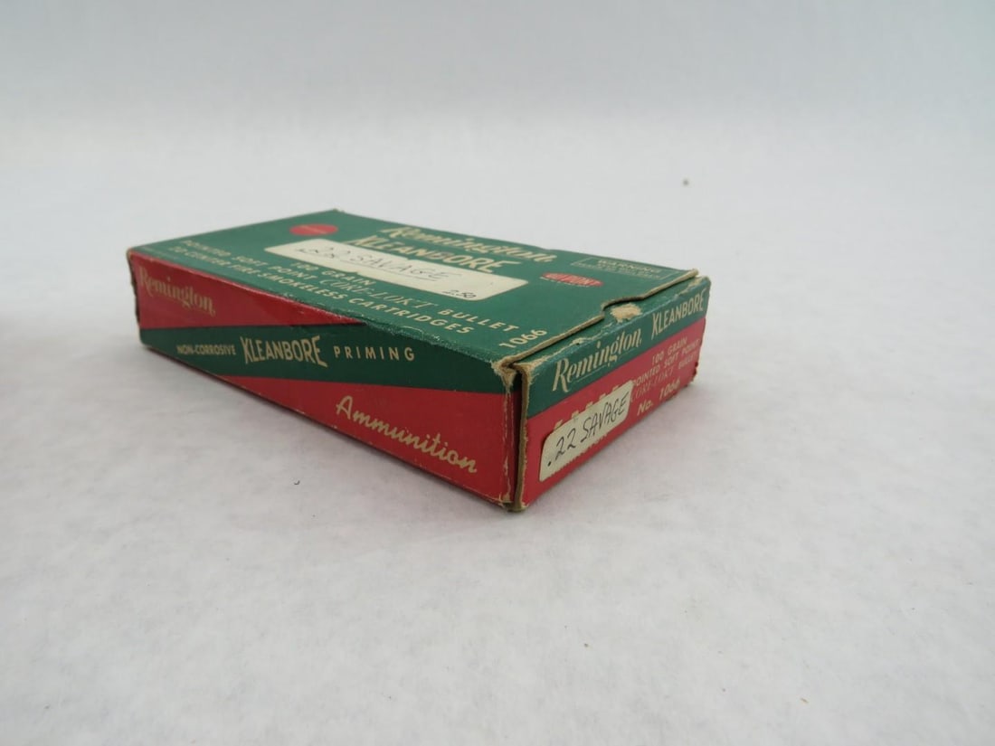 (2) Vintage Boxes Remington Kleanbore .22 Savage Cartridges - 15