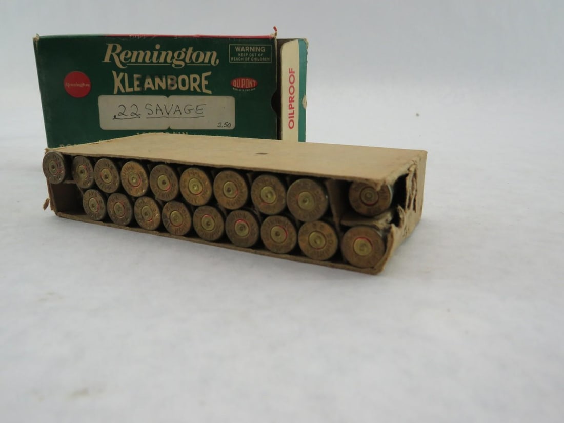 (2) Vintage Boxes Remington Kleanbore .22 Savage Cartridges - 16