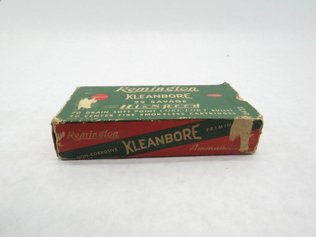 (2) Vintage Boxes Remington Kleanbore .22 Savage Cartridges - 7