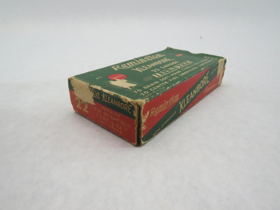 (2) Vintage Boxes Remington Kleanbore .22 Savage Cartridges - 9