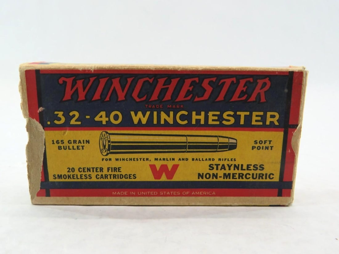Vintage Box Winchester .32-40 Cartridges (1 of 10)
