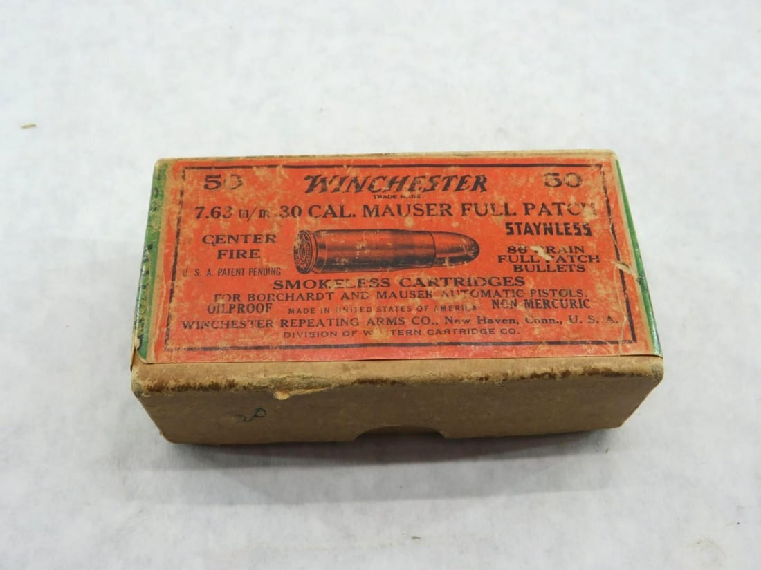 Vintage Winchester 7.63 .30 Cal Mauser Full Patch Cartridges (1 of 8)