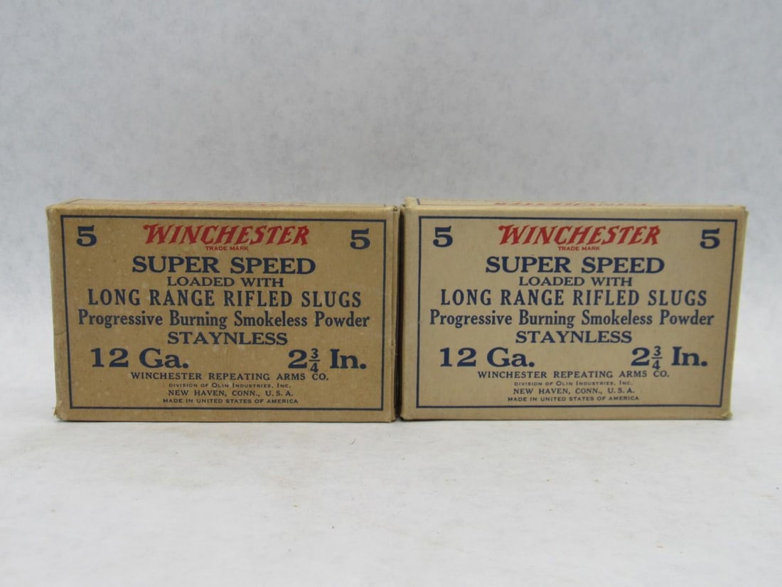 (2) Vintage Boxes Winchester Super Speed Long Range Rifled Slugs - 4