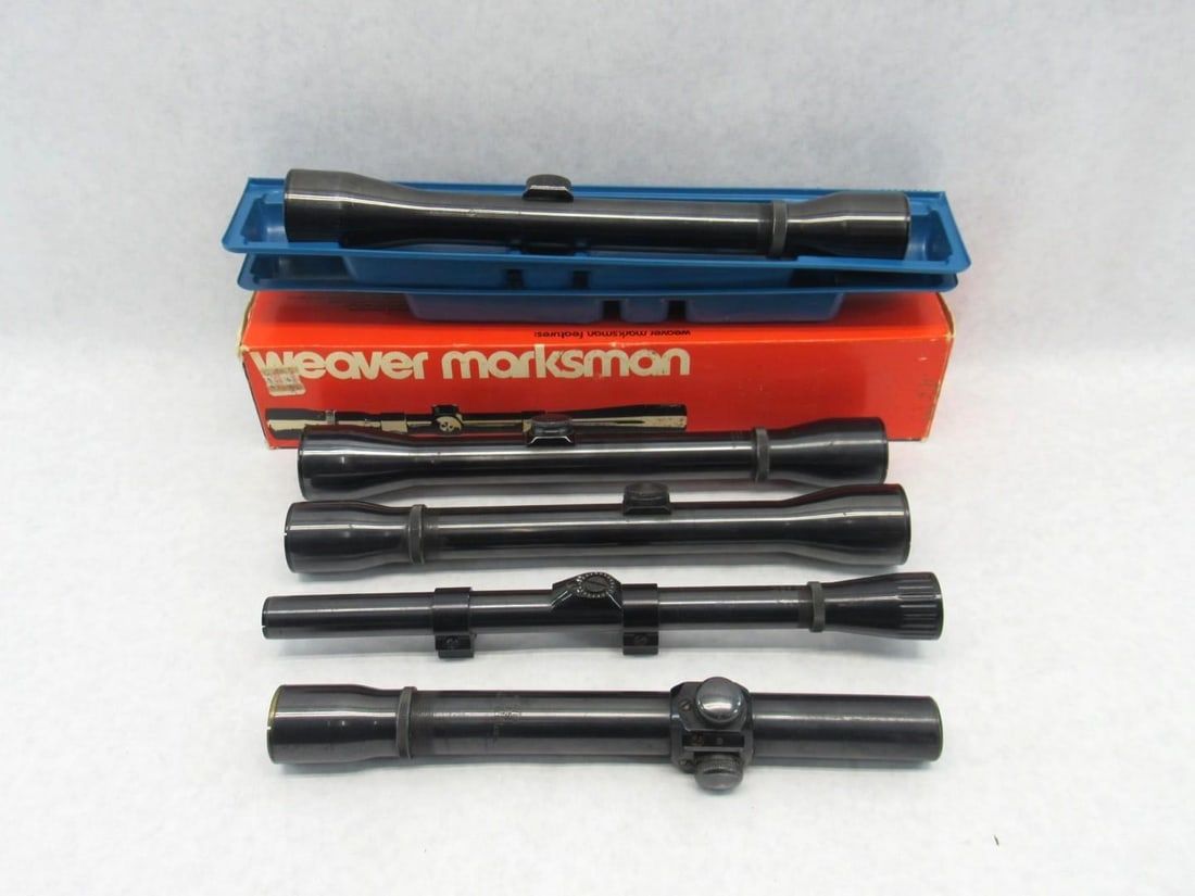 (5) Weaver Scopes: Incl. K2.5, 2-K4, M3.25-4x and Marksman 4x 