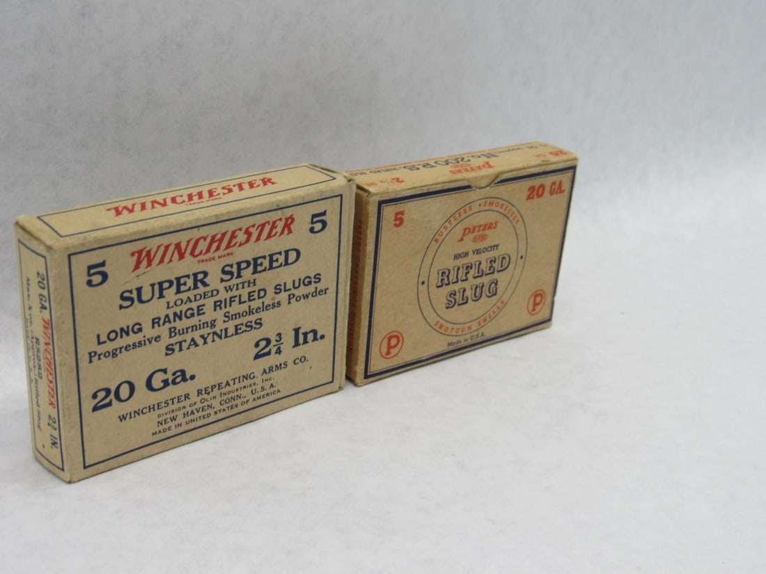 (2) Vintage Boxes 20 Ga. Rifled Slug - 2