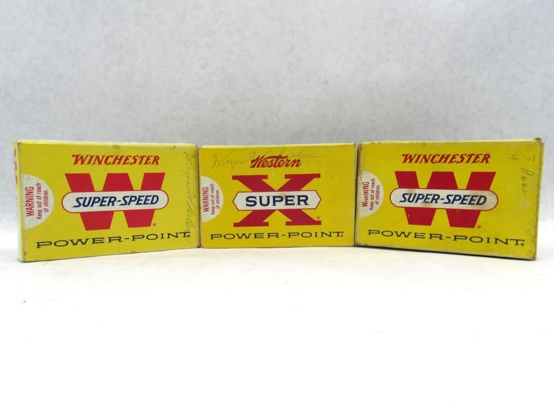 (3) Vintage Boxes Winchester & Western 30-06 Cartridges: 35rds, Incl, Super-Speed & Super-X 