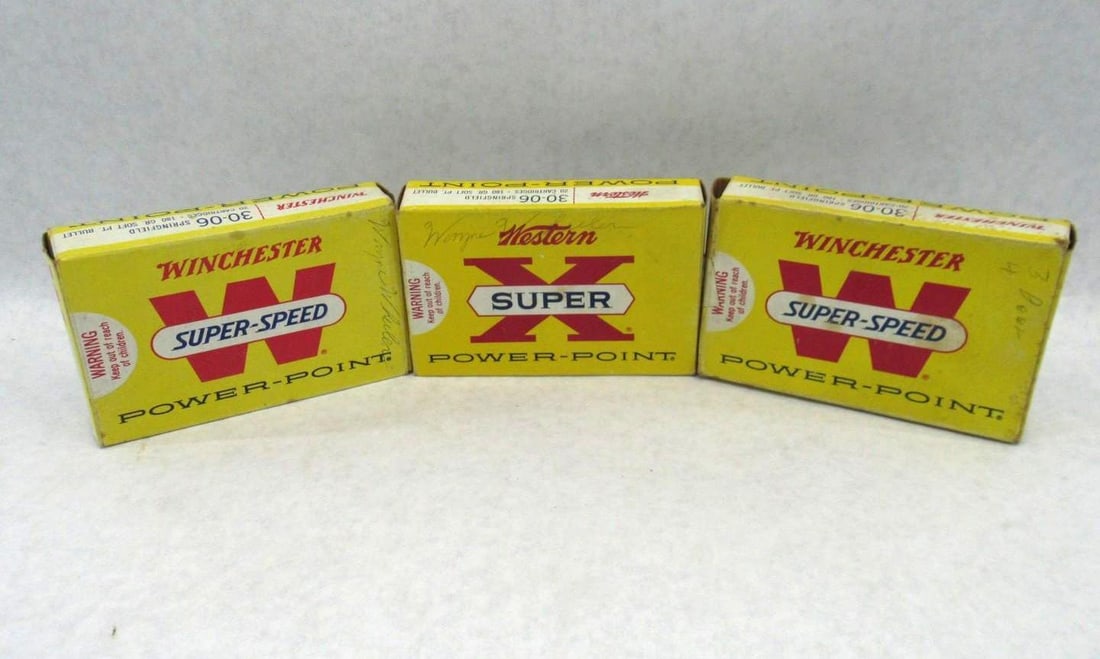 (3) Vintage Boxes Winchester & Western 30-06 Cartridges - 3