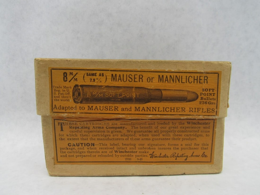 Vintage Box Winchester 8mm Mauser Cartridges - 6