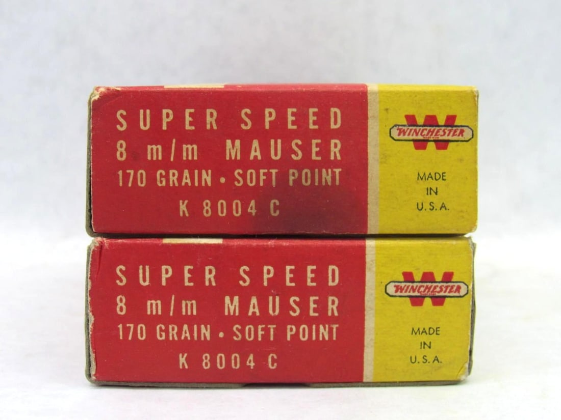 (2) Vintage Winchester Boxes 8mm Mauser Super Speed Cartridges - 2