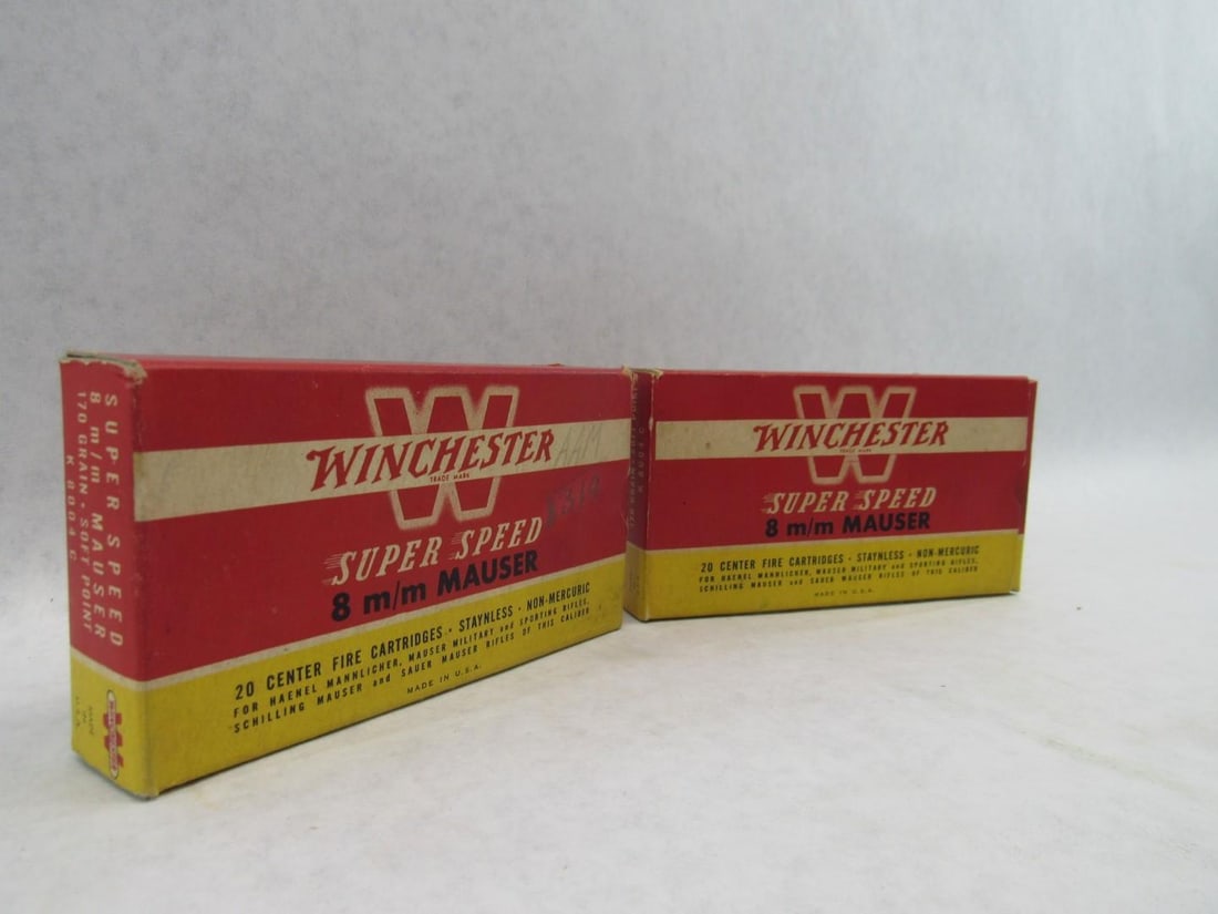 (2) Vintage Winchester Boxes 8mm Mauser Super Speed Cartridges - 3
