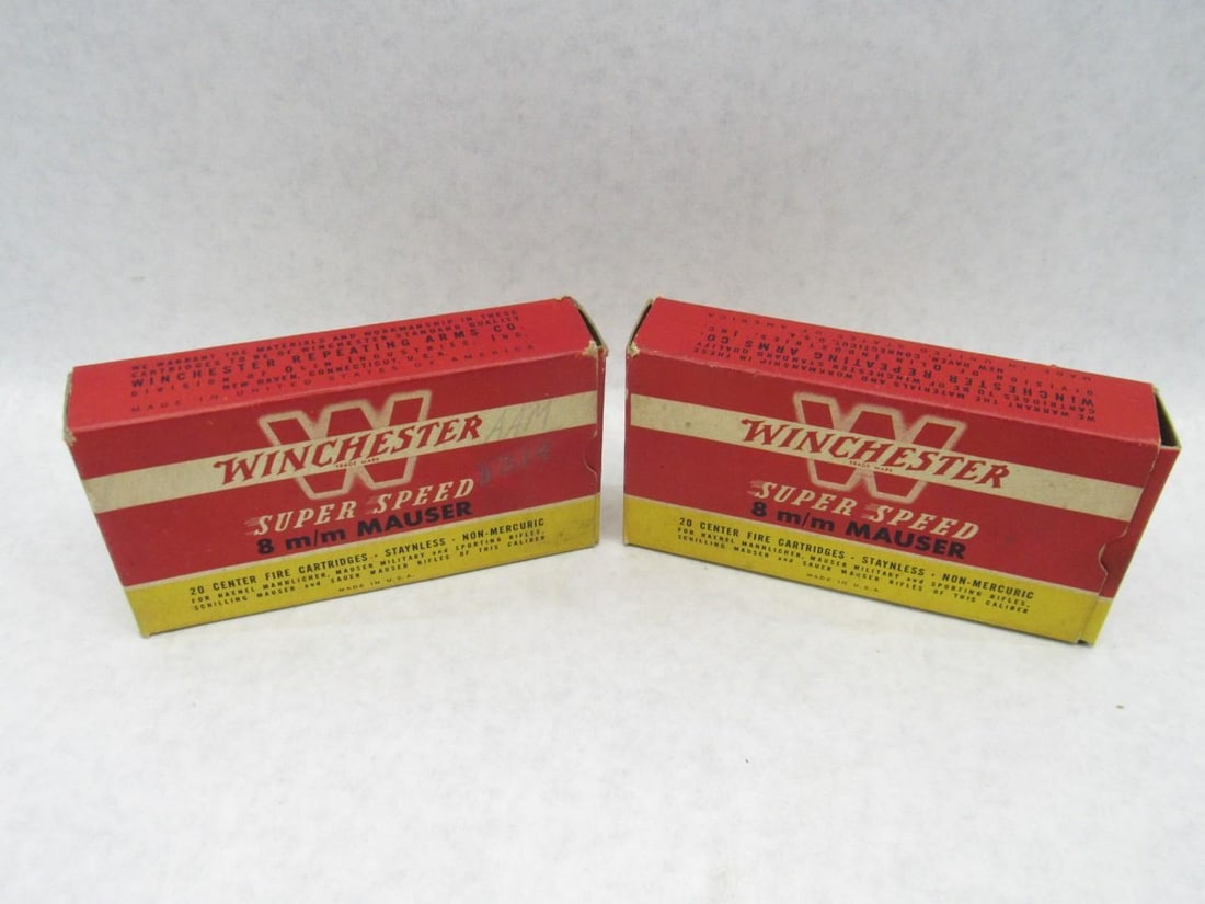 (2) Vintage Winchester Boxes 8mm Mauser Super Speed Cartridges - 4