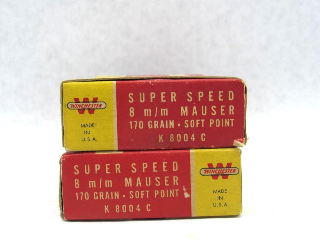 (2) Vintage Winchester Boxes 8mm Mauser Super Speed Cartridges - 2