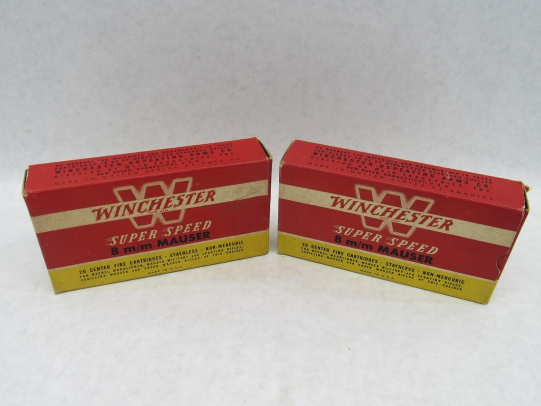 (2) Vintage Winchester Boxes 8mm Mauser Super Speed Cartridges - 3