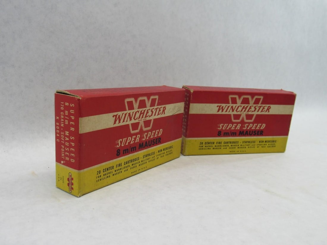 (2) Vintage Winchester Boxes 8mm Mauser Super Speed Cartridges - 4