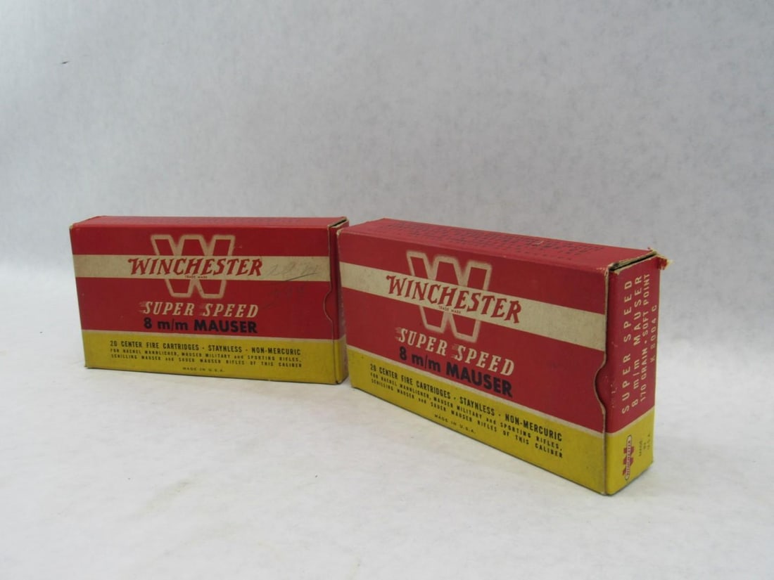 (2) Vintage Winchester Boxes 8mm Mauser Super Speed Cartridges - 5