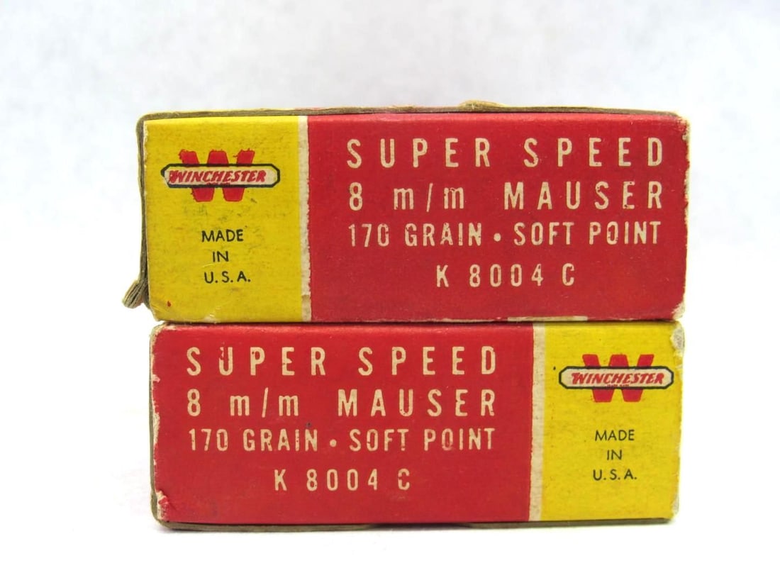 (2) Vintage Winchester Boxes 8mm Mauser Super Speed Cartridges - 2