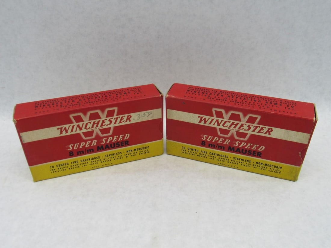 (2) Vintage Winchester Boxes 8mm Mauser Super Speed Cartridges - 3